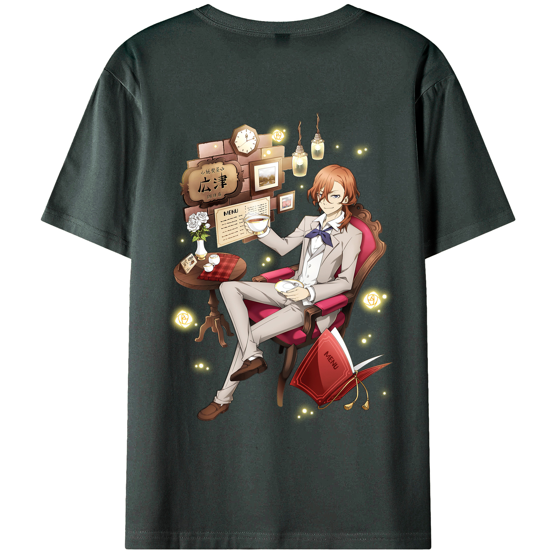 （画像用） 文豪ストレイドッグス Bungo Stray Dogs 綿100％ メンズ半袖Tシャツ（バックプリント） 通気性